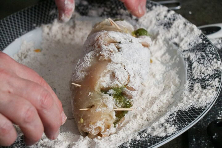 stuffed chicken breas t in cornstarch
