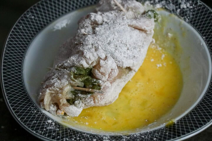 stuffed chicken dipped in egg