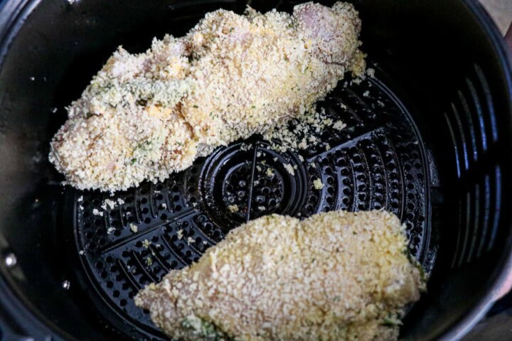 Breaded Chicken in air fryer.