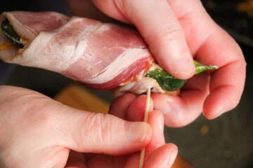 Wrapping Bacon on Jalapeno Poppers