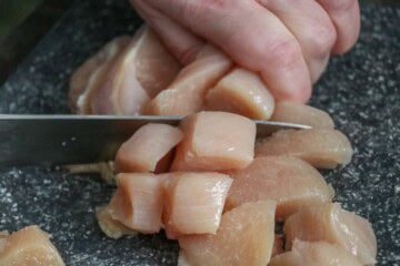 Making Air Fryer Garlic Parmesan Chicken Nuggets