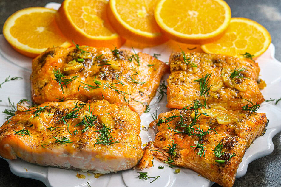 Air Fryer Orange and Ginger Glazed Salmon