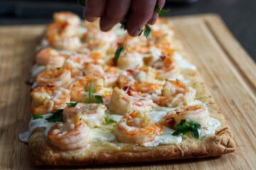 Parsley on Shrimp Scampi Flat Bread Pizza