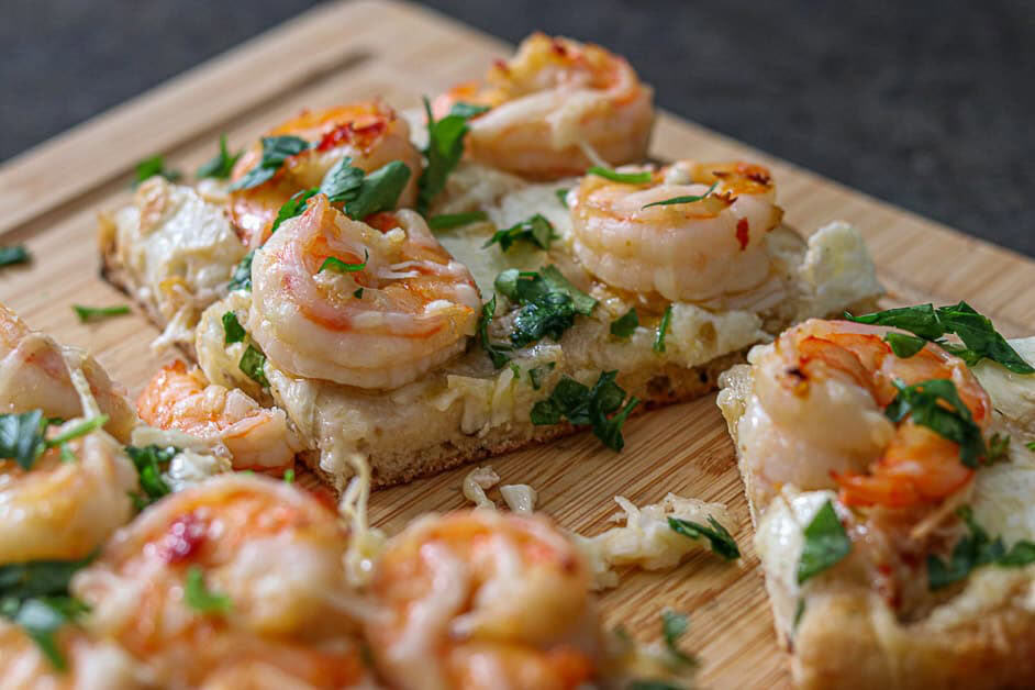 Shrimp Scampi Flat Bread Pizza