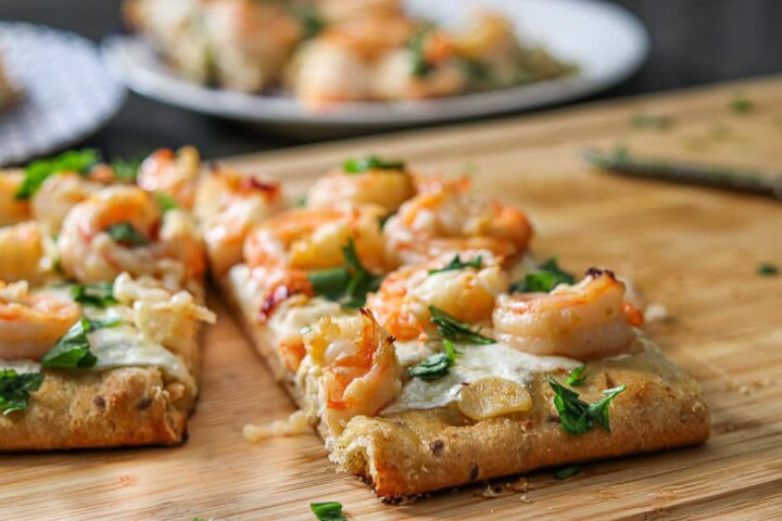 Shrimp Scampi Flat Bread Pizza