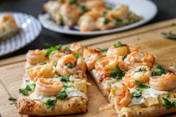 Shrimp Scampi Flat Bread Pizza