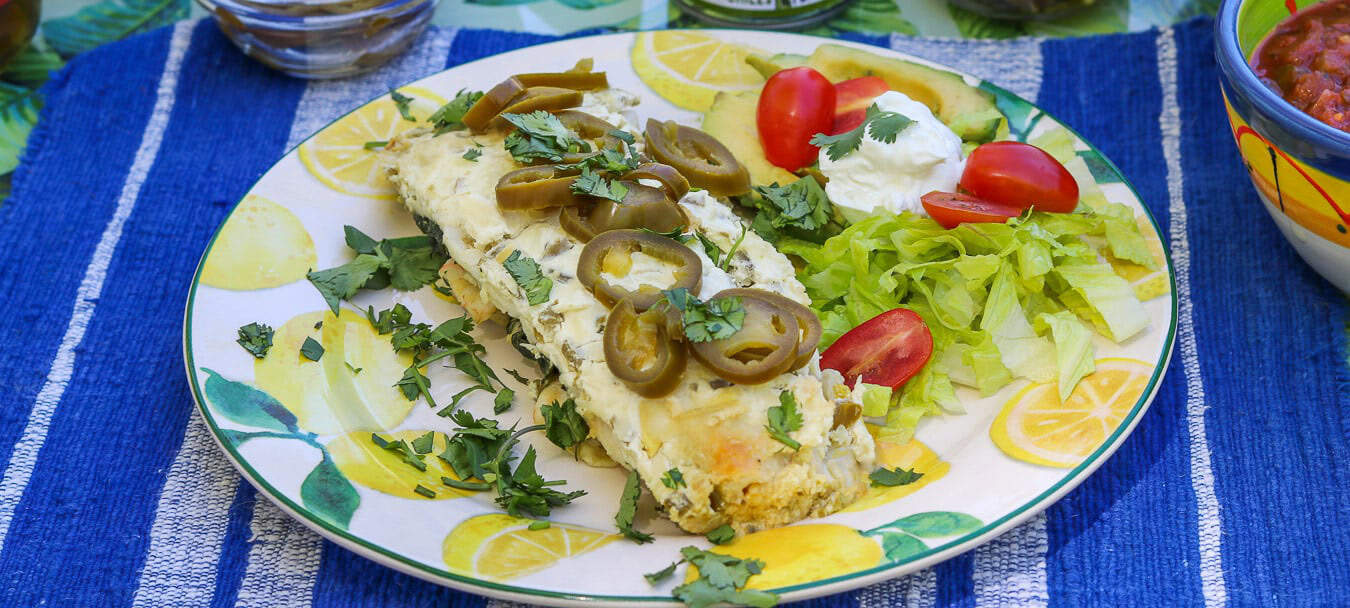 Chile Cheese Shrimp and Spinach Enchiladas