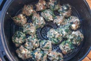 Air Fryer Spinach and Feta Meatballs