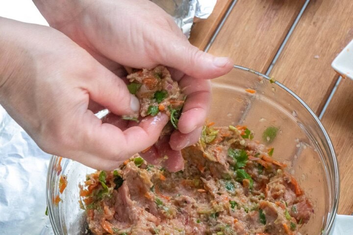 Meatball mixture forming a meatball
