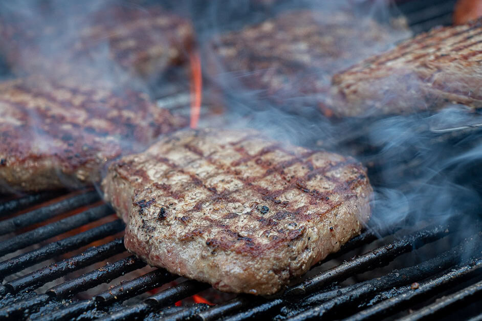 Burgers on a grill