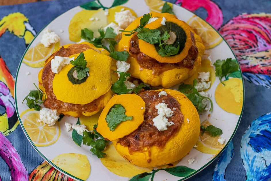 Taco-stuffed patty pan squash