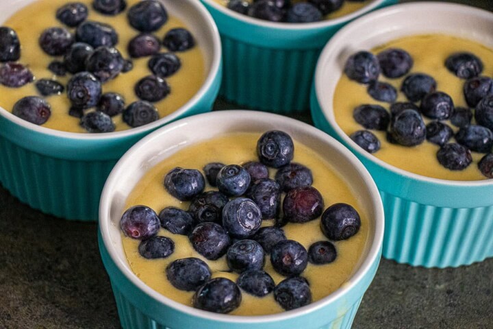 Blueberries in cake batter