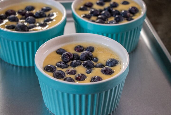 Cake batter with blueberries