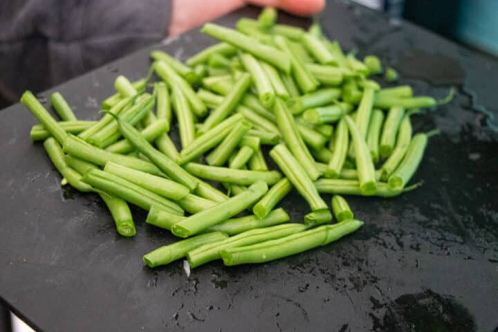 Green Beans on a cutting board