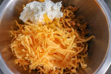 Cheddar cheese and Cream cheese in a bowl