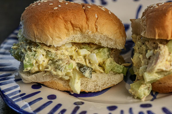 Tuna salad sandwiches on buns