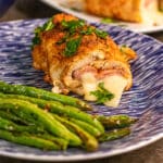 Chicken cordon bleu with asparagus