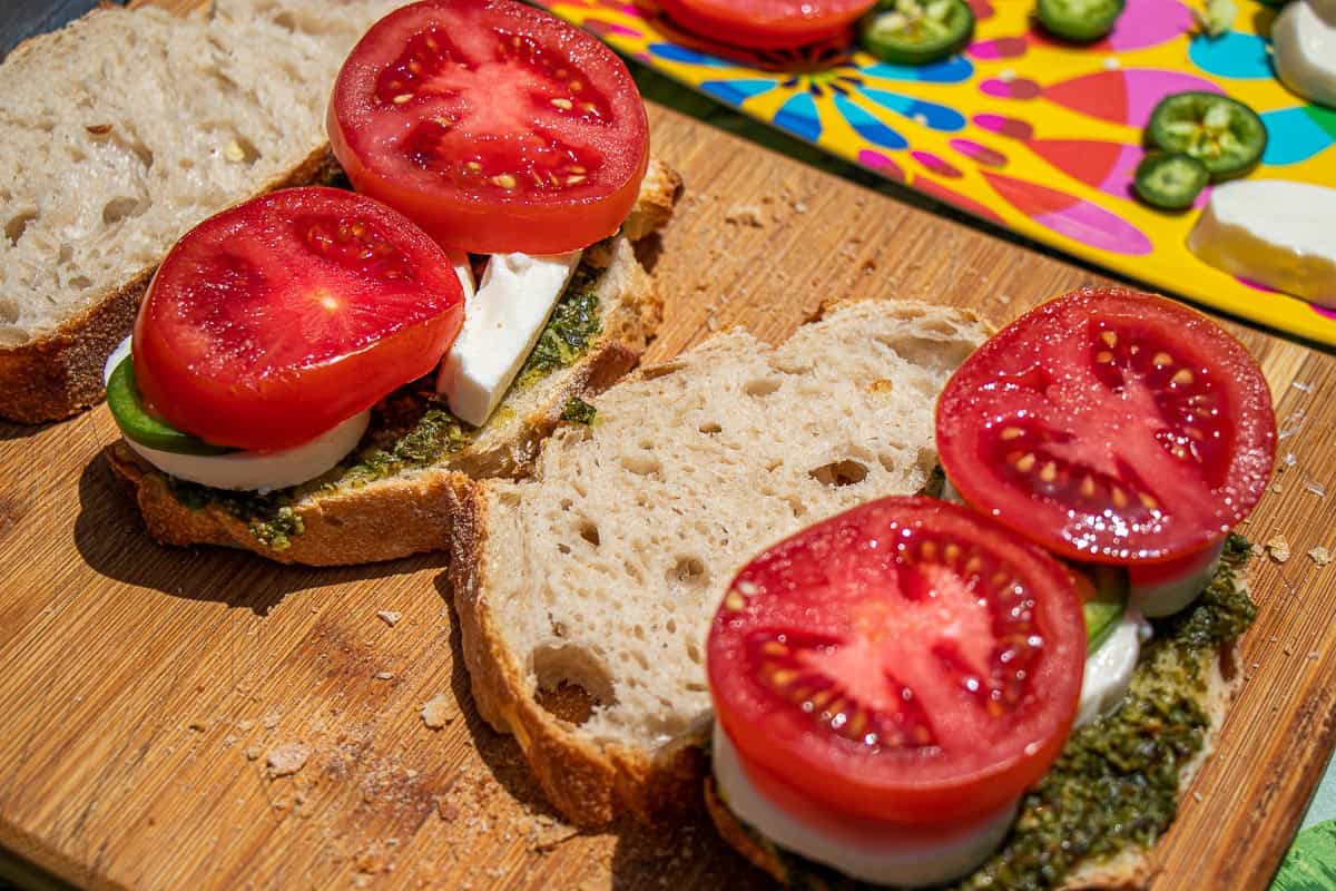 Caprese grilled cheese pesto sandwich