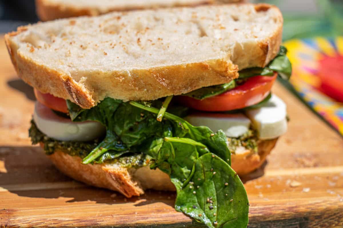 Caprese grilled cheese pesto sandwich