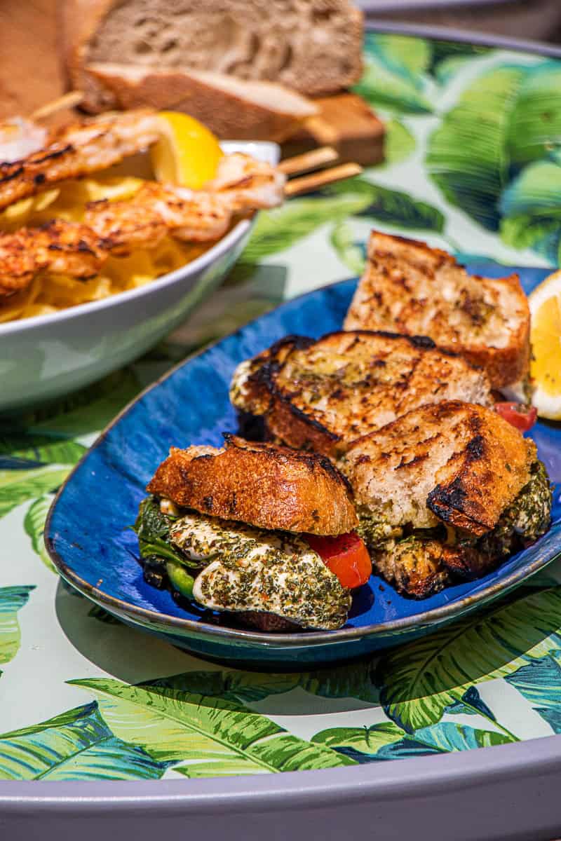 Caprese grilled cheese pesto sandwich