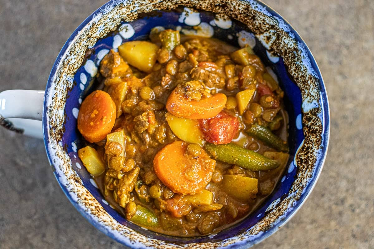 Beef vegetable lentil soup