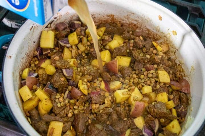 Beef vegetable lentil soup