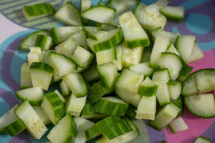 Cut up cucumbers