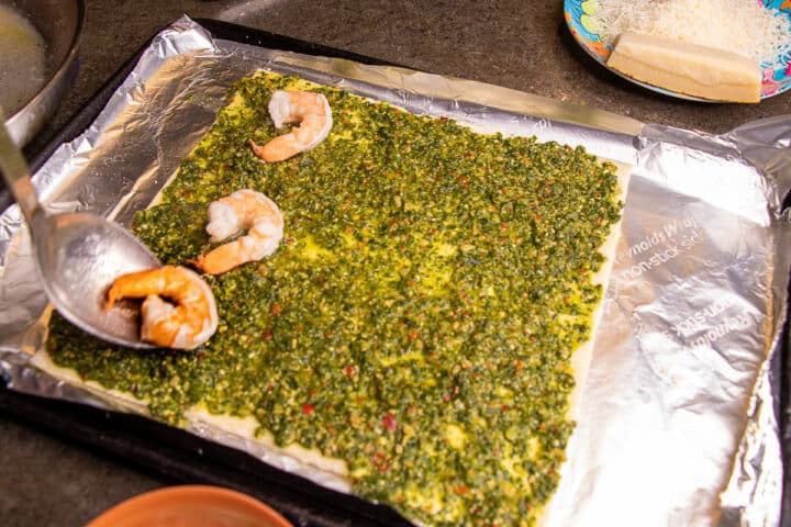 Shrimp Pesto Pizza