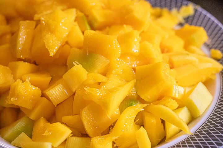 Chopped Mango in a bowl