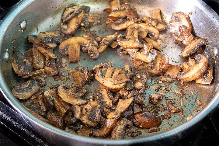 Cooked Mushrooms in a pan