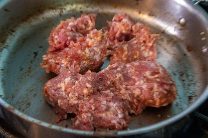 Ground sausage in pan