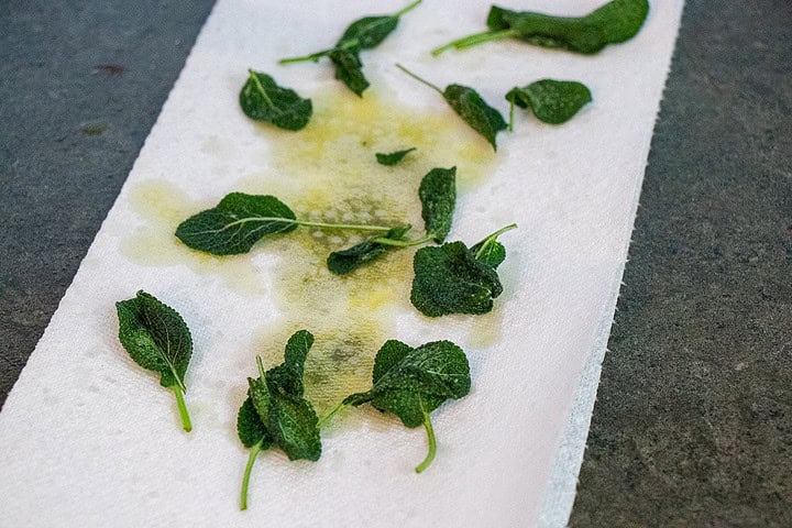 Fried sage on a plate