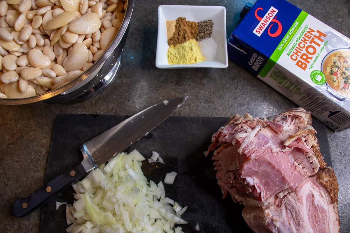 Ham and Bean soup ingredients