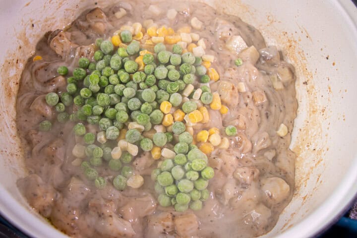 Peas added to pot pie