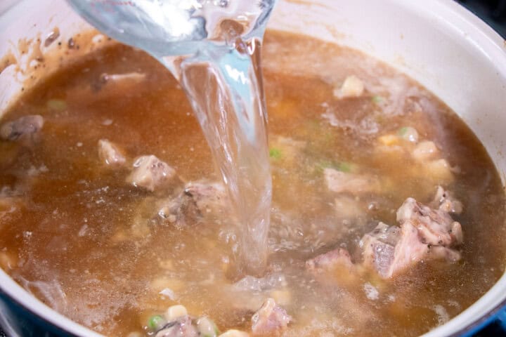 Water added to beef pot pie mixture