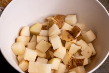 Cut up potatoes