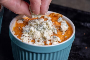 Buffalo Chicken Dip toped with Blue Cheese in Ramken
