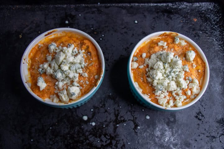 Buffalo Chicken Dip with blue cheese in Ramken