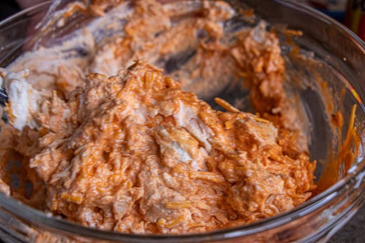 chicken Buffalo Dip in large bowl