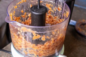 Chopped dates with water in food processor