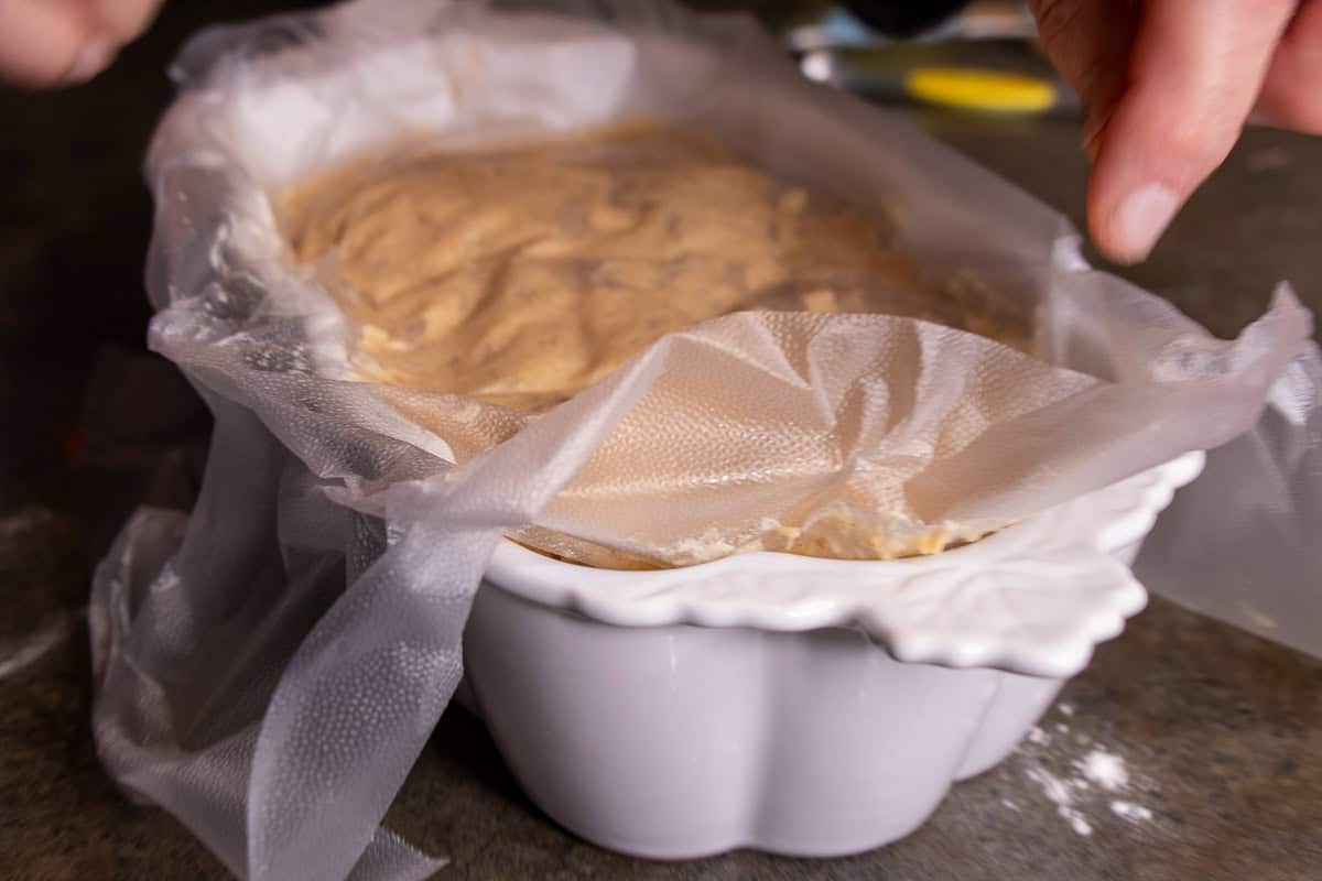 Saran wrap on top of banana bread